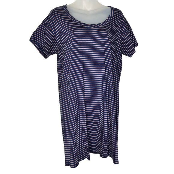 Current/Elliott The Slouchy Scoop Neck Dress Navy Sonic Stripe Size 1 NWOT - Picture 2 of 10